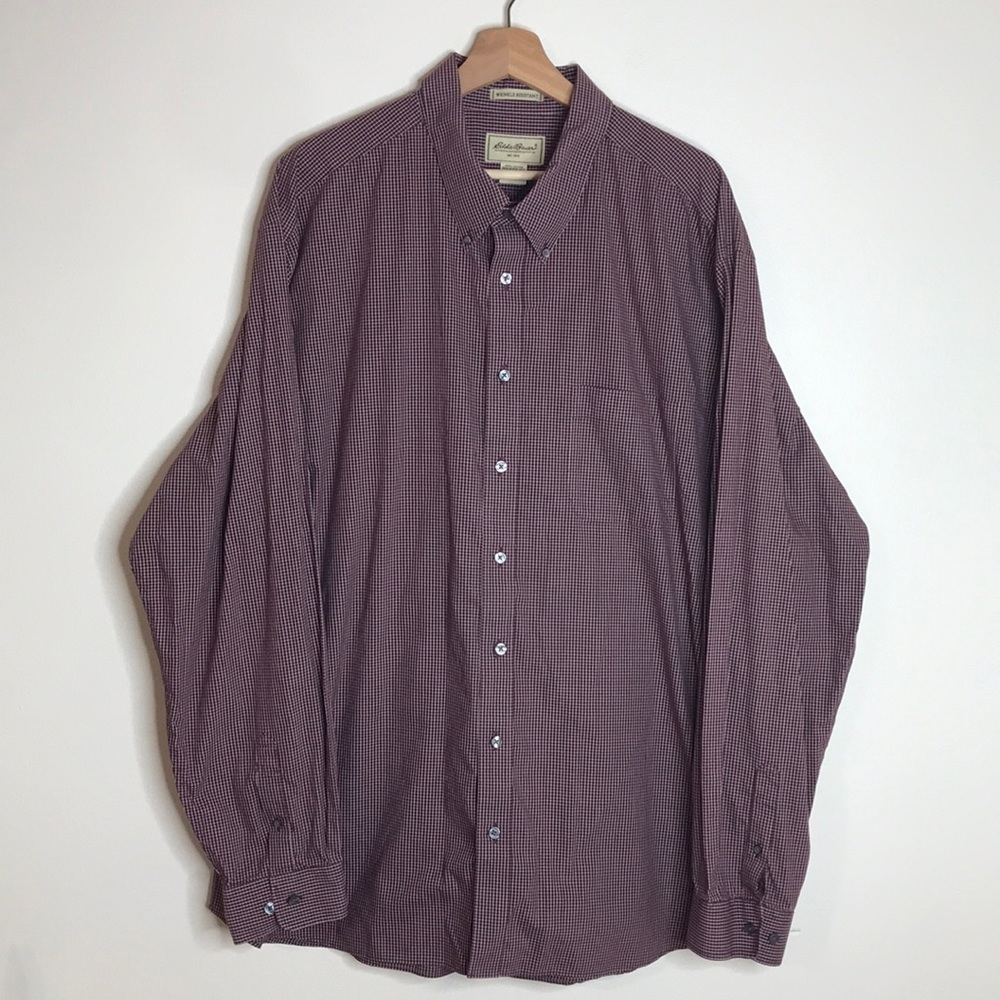 Eddie Bauer mens wrinkle resistant long sleeve button down cotton shirt